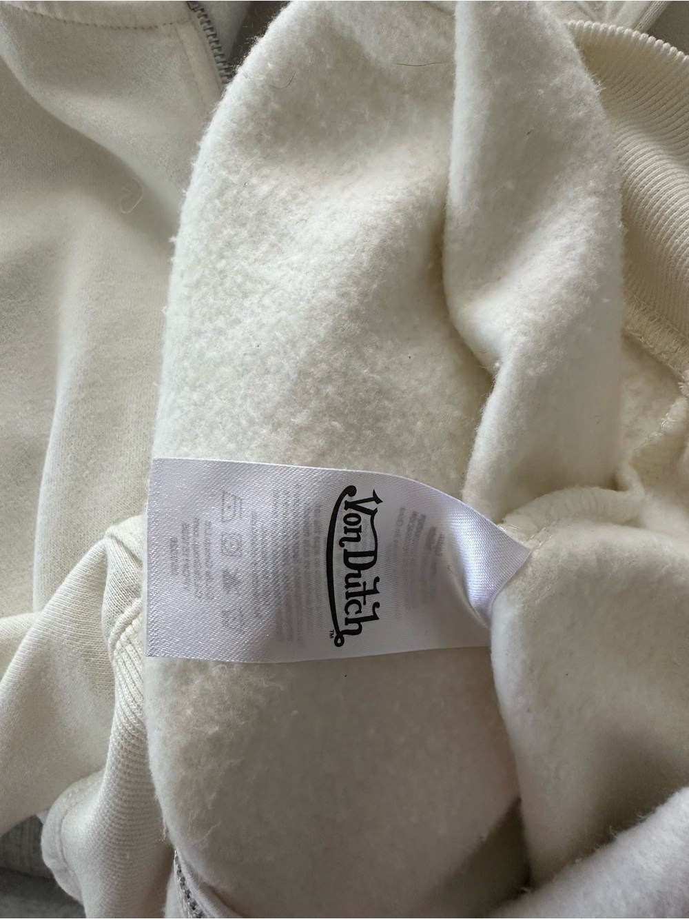 Von Dutch Full Zip Hoodie White Oversized Graphic Logo Sweatshirt Size Large - Picture 9 of 10